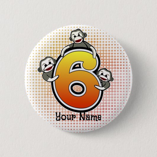 Sock Monkey Nummer 6 Button (Vorderseite)