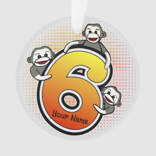 Sock Monkey Nummer 6 Ornament (Vorderseite)