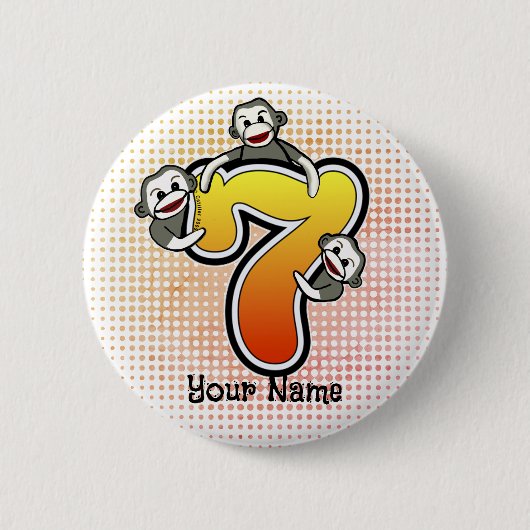 Sock Monkey Nummer 7 Button (Vorderseite)