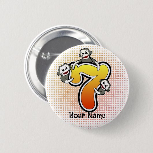 Sock Monkey Nummer 7  Button (Vorne & Hinten)