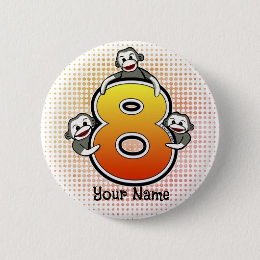 Sock Monkey Nummer 8 Button (Vorderseite)
