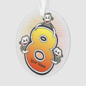 Sock Monkey Nummer 8 Ornament (Vorderseite)