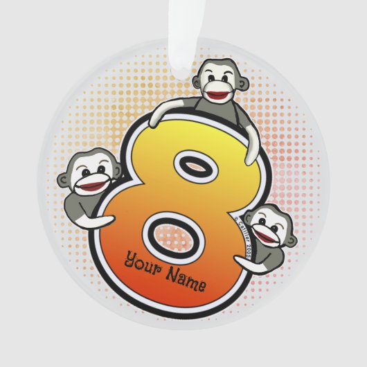 Sock Monkey Nummer 8 Ornament (Vorderseite)