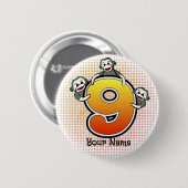 Sock Monkey Nummer 9 Button (Vorne & Hinten)