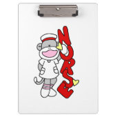 Sock Monkey Nurse Clipboard Klemmbrett (Vorderseite)
