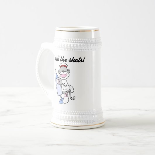 Sock Monkey Nurse I Call the Shots Geschenke Bierglas (Vorderseite Links)