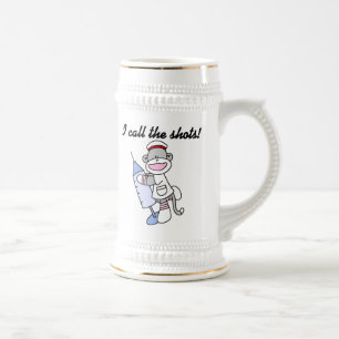 Sock Monkey Nurse I Call the Shots Geschenke Bierglas