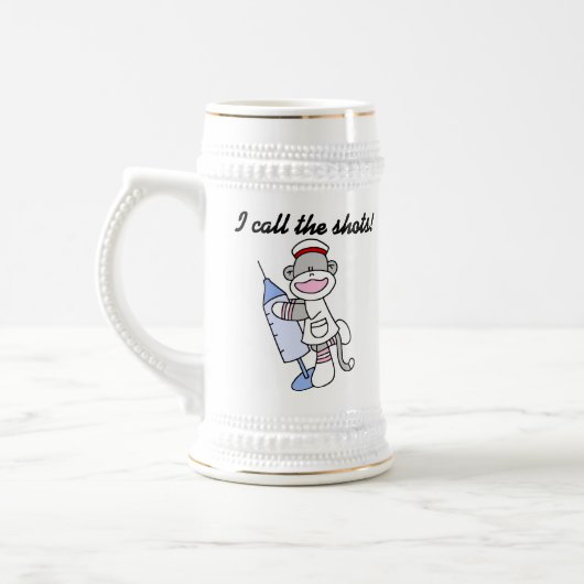 Sock Monkey Nurse I Call the Shots Geschenke Bierglas (Links)