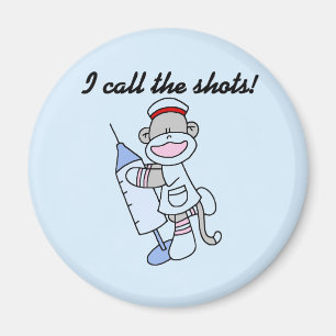 Sock Monkey Nurse I Call the Shots Geschenke Magnet