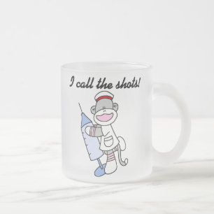 Sock Monkey Nurse I Call the Shots Geschenke Mattglastasse