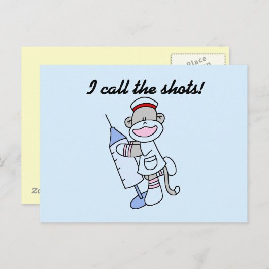 Sock Monkey Nurse I Call the Shots Geschenke Postkarte (Vorne/Hinten)