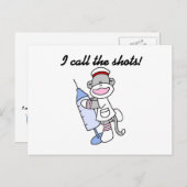 Sock Monkey Nurse I Call the Shots Geschenke Postkarte (Vorne/Hinten)