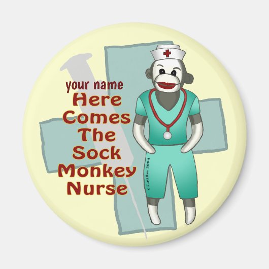 Sock Monkey Nurse Magnet (Vorne)