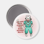 Sock Monkey Nurse Magnet (Vorderseite/Rückseite)
