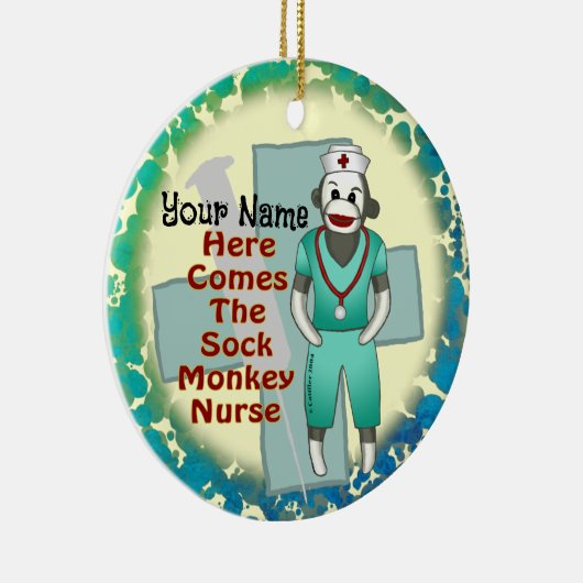 Sock Monkey Nurse Ornament (Rechts)