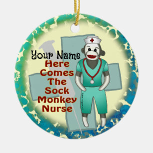 Sock Monkey Nurse Ornament
