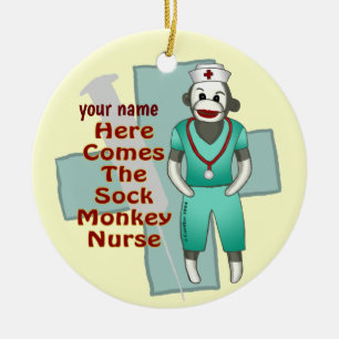 Sock Monkey Nurse Ornament