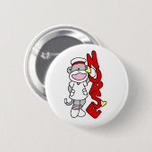 Sock Monkey Nurse T - Shirt und Geschenke Button (Vorne & Hinten)