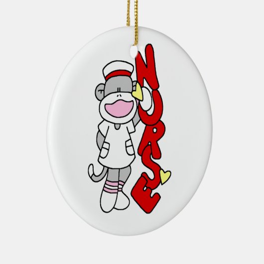 Sock Monkey Nurse T - Shirt und Geschenke Keramik Ornament (Rechts)
