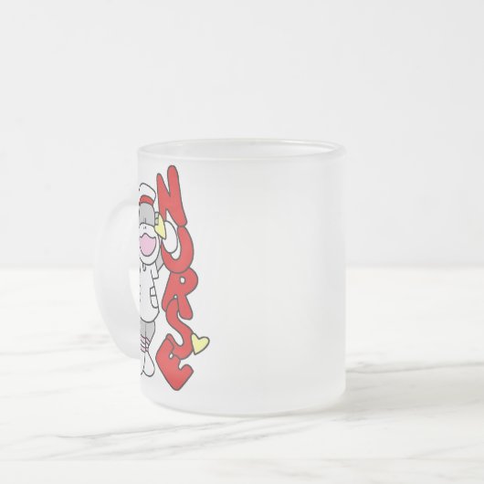 Sock Monkey Nurse T - Shirt und Geschenke Mattglastasse (Vorderseite Links)