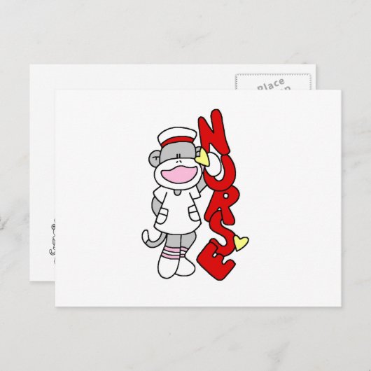 Sock Monkey Nurse T - Shirt und Geschenke Postkarte (Vorne/Hinten)