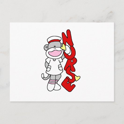 Sock Monkey Nurse T - Shirt und Geschenke Postkarte (Vorderseite)