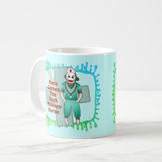 Sock Monkey Nurse Tasse (Vorderseite Links)