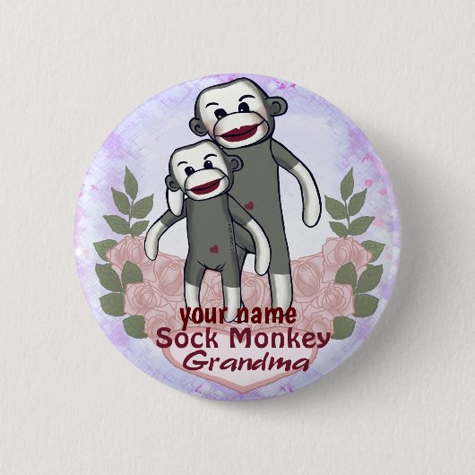 Sock Monkey Oma Button (Vorderseite)