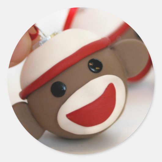 Sock Monkey Ornament Sticker (Vorderseite)