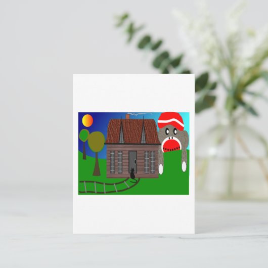 Sock Monkey Over Horizon - Art Postkarte (Stehend Vorderseite)