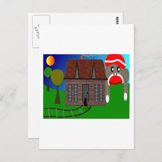 Sock Monkey Over Horizon - Art Postkarte (Vorne/Hinten)