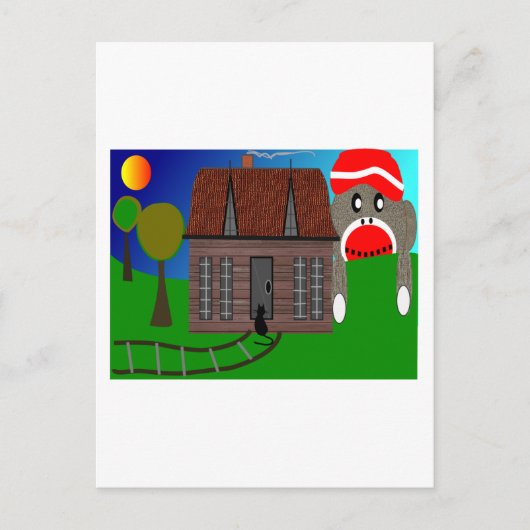 Sock Monkey Over Horizon - Art Postkarte (Vorderseite)