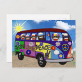 Sock Monkey Peace Bus 2 Postkarte (Vorne/Hinten)
