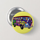 Sock Monkey Peace Bus  Button (Vorne & Hinten)