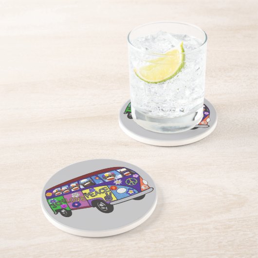 Sock Monkey Peace Bus  Getränkeuntersetzer (Seite)
