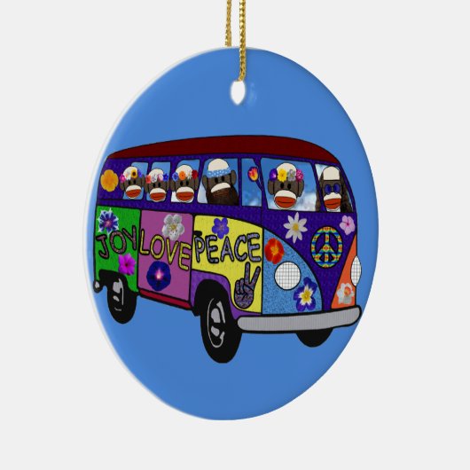 Sock Monkey Peace Bus  Keramik Ornament (Rechts)