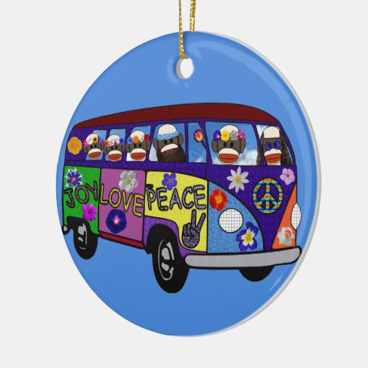 Sock Monkey Peace Bus Keramik Ornament (Links)
