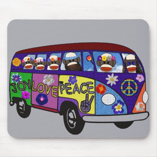 Sock Monkey Peace Bus  Mousepad (Vorne)
