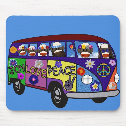 Sock Monkey Peace Bus  Mousepad (Vorne)