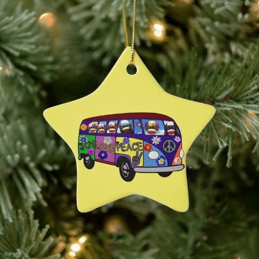 Sock Monkey Peace Bus Ornament (Baum)