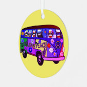 Sock Monkey Peace Bus Ornament Aus Metall (Vorderseite links)