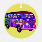 Sock Monkey Peace Bus Ornament Aus Metall (Vorderseite)
