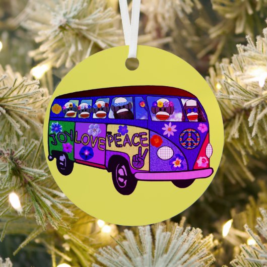 Sock Monkey Peace Bus Ornament Aus Metall (InSitu)