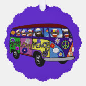 Sock Monkey Peace Bus Paper Ornament Card (Vorderseite)