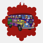 Sock Monkey Peace Bus Paper Ornament Card Karte (Vorderseite)