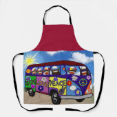Sock Monkey Peace Bus Postcard Schürze (Vorderseite)