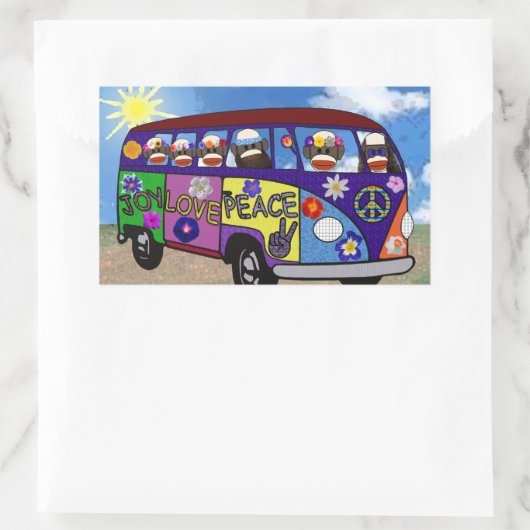 Sock Monkey Peace Bus Rechteckiger Aufkleber (Tasche)