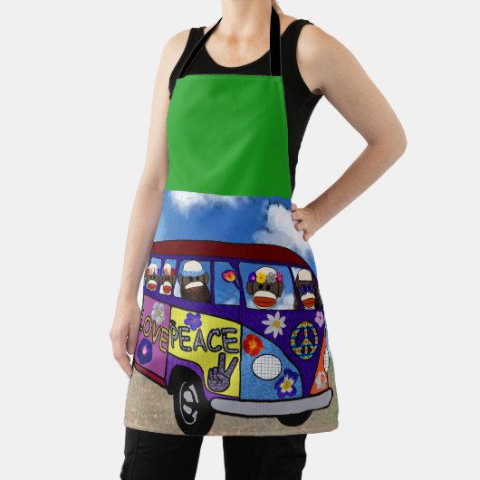Sock Monkey Peace Bus  Schürze (InSitu)