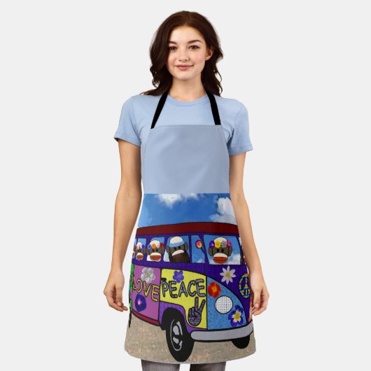Sock Monkey Peace Bus  Schürze (Getragen)