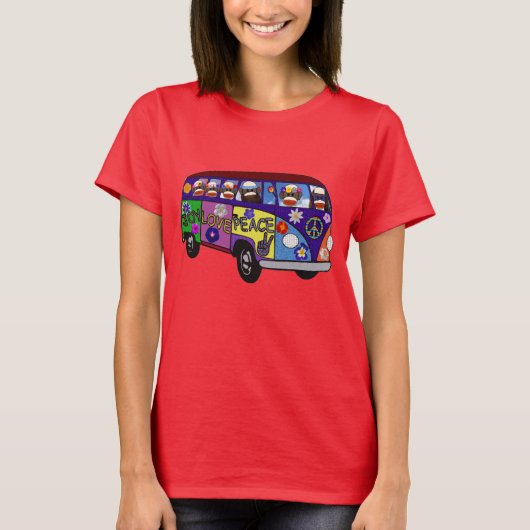 Sock Monkey Peace Bus  T-Shirt (Vorderseite)